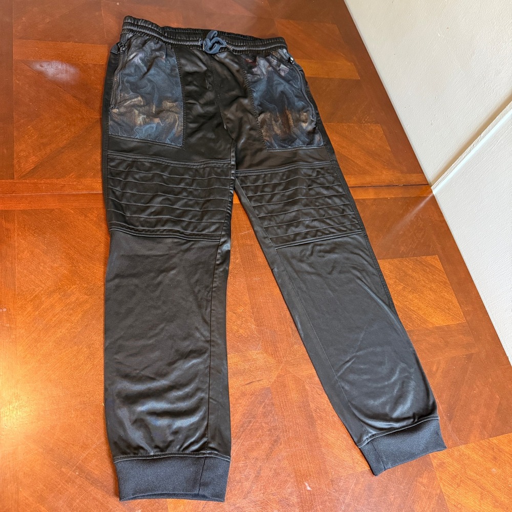 Sean John Mens Black Moto Joggers Mesh Pocket Quilted Knee Pants 2XL